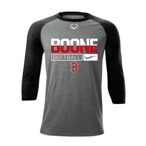 Boone Softball Evoshield 3/4 Sleeve baseball undershirt -charcoal/Black (M, XL, 2x, 3x)