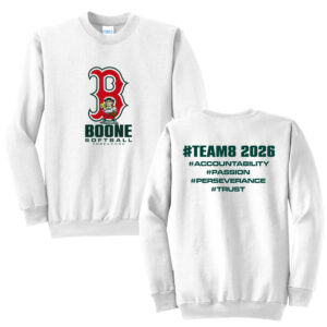 Boone Softball Unisex Fleece Crewneck Sweatshirt-White