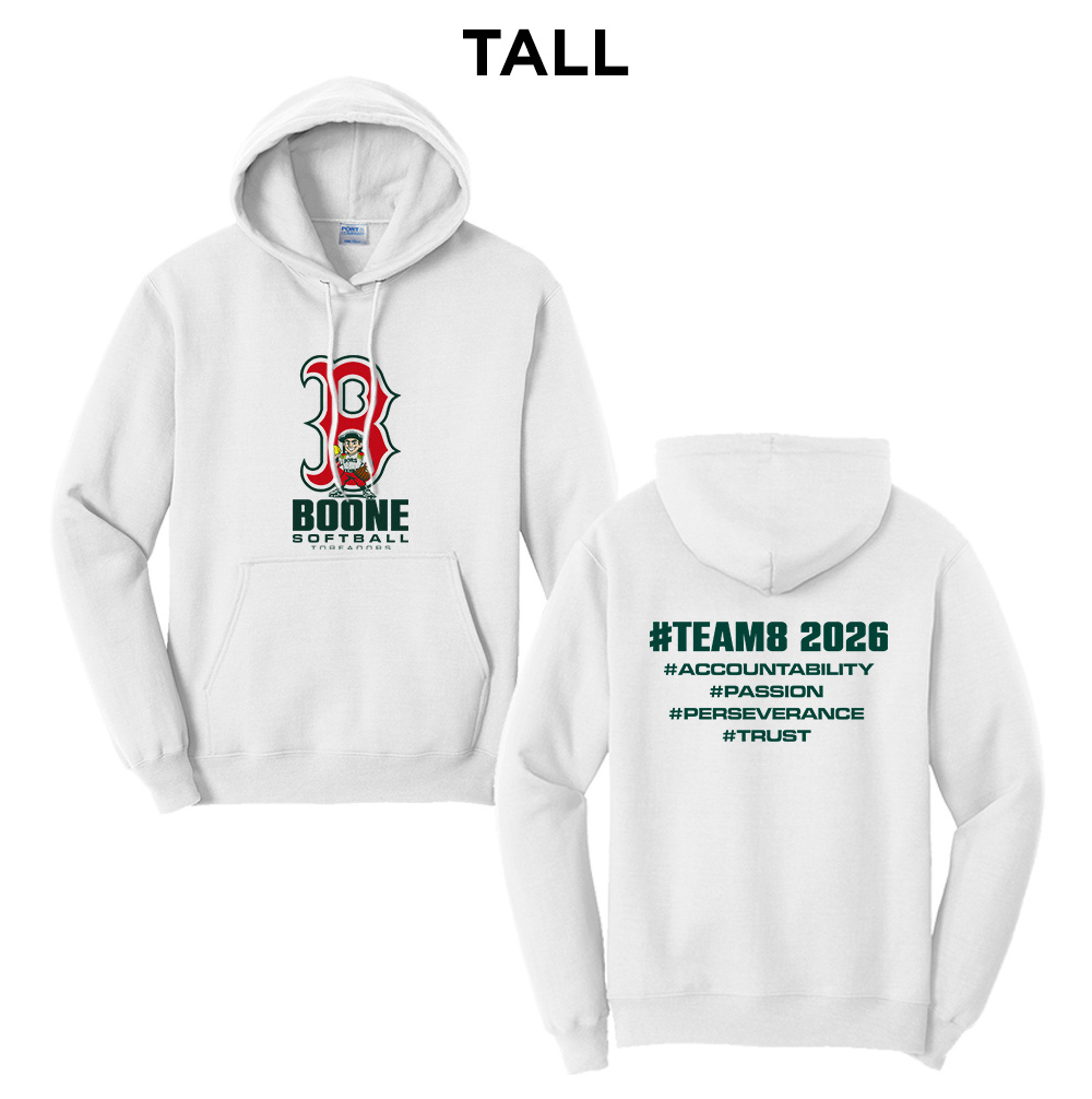 Boone Softball Tall Hooded Sweatshirt-White