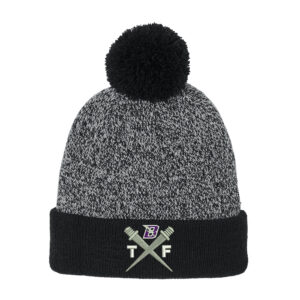 Baxter Track Field Sport-Tek Halftime Heather Pom Beanie-Black/Silver