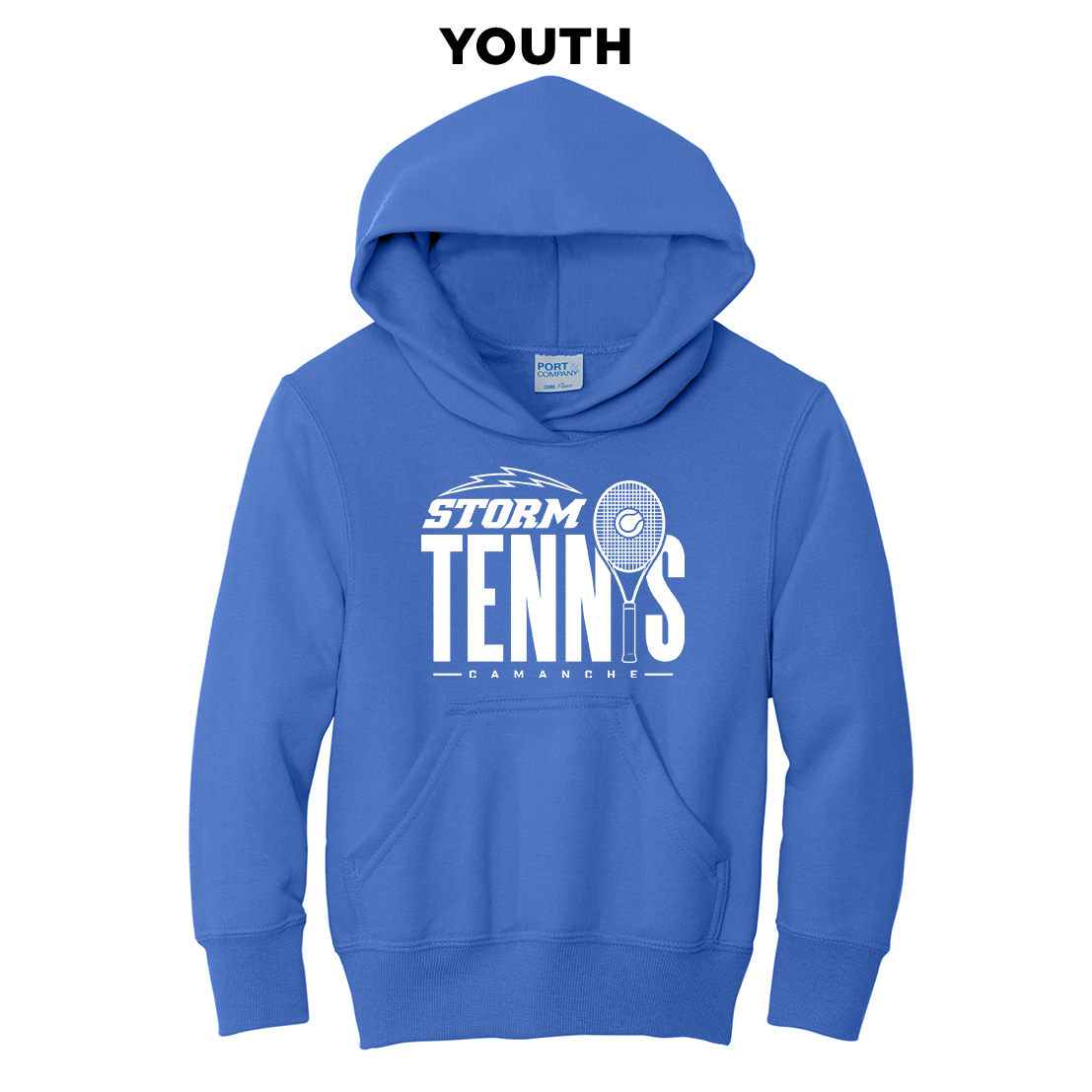 Storm Tennis Youth Fleece Hooded Sweatshirt-Royal