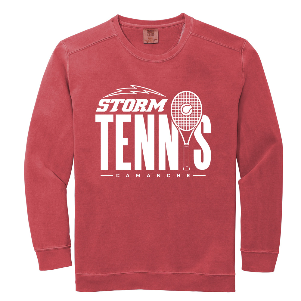 Storm Tennis Unisex Comfort Colors Garment-Dyed Fleece Crew-Crimson
