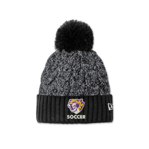 Dewitt Soccer New Era Marled Knit Pom Beanie-Black Graphite White