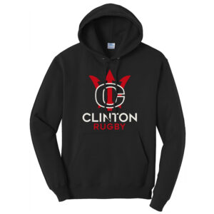 Clinton Rugby Unisex Fleece Hooded Sweatshirt-Black