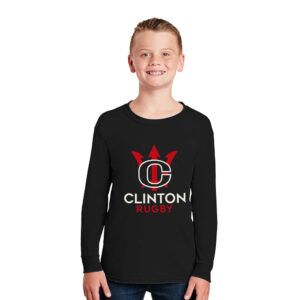 Clinton Rugby Youth Cotton Long Sleeve Tee-Black