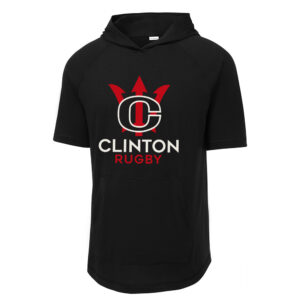 Clinton Rugby Sport-Tek Posicharge Tri-Blend Wicking Short Sleeve Hoodie Men-Black