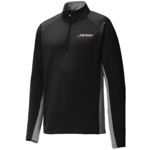 Clinton MS Track Field Sport-Tek Sport wick stretch 1/4 zip pullover w/heather Men-Black/Charcoal Grey Heather