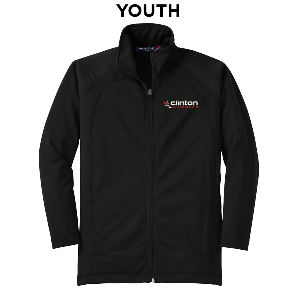 Clinton MS Track Field Sport-Tek Youth Tricot Track Jacket-Black/Black