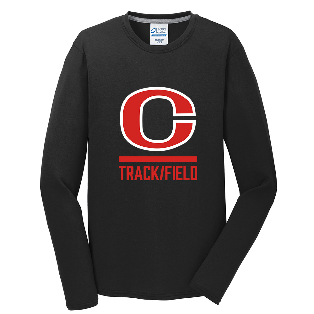 Clinton MS Track Field Unisex Long Sleeve Essential Blended Performance Tee-Black