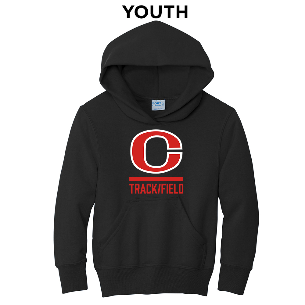 Clinton MS Track Field Youth Fleece Hooded Sweatshirt-Black