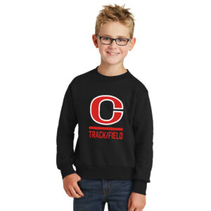 Clinton MS Track Field Youth Fleece Crewneck Sweatshirt-Black