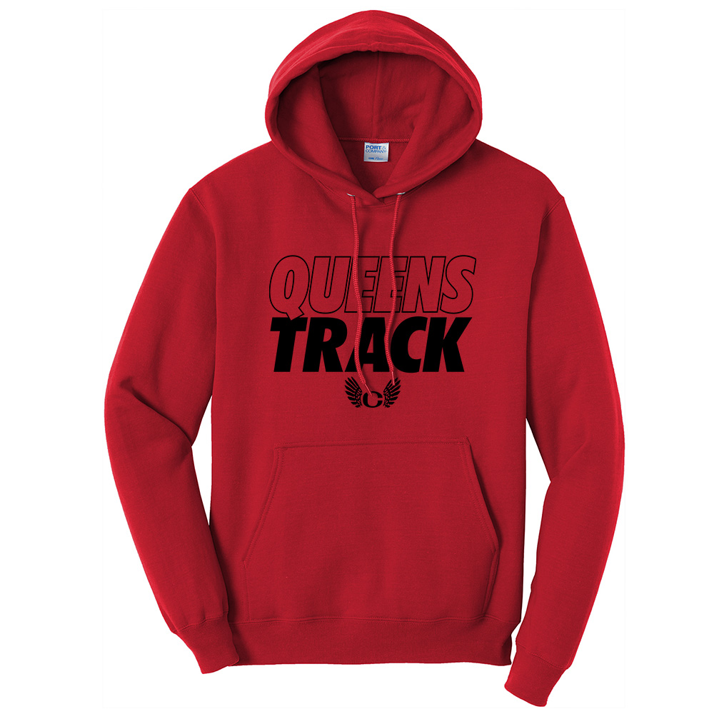 Clinton MS Track Field Unisex Fleece Hooded Sweatshirt-Red