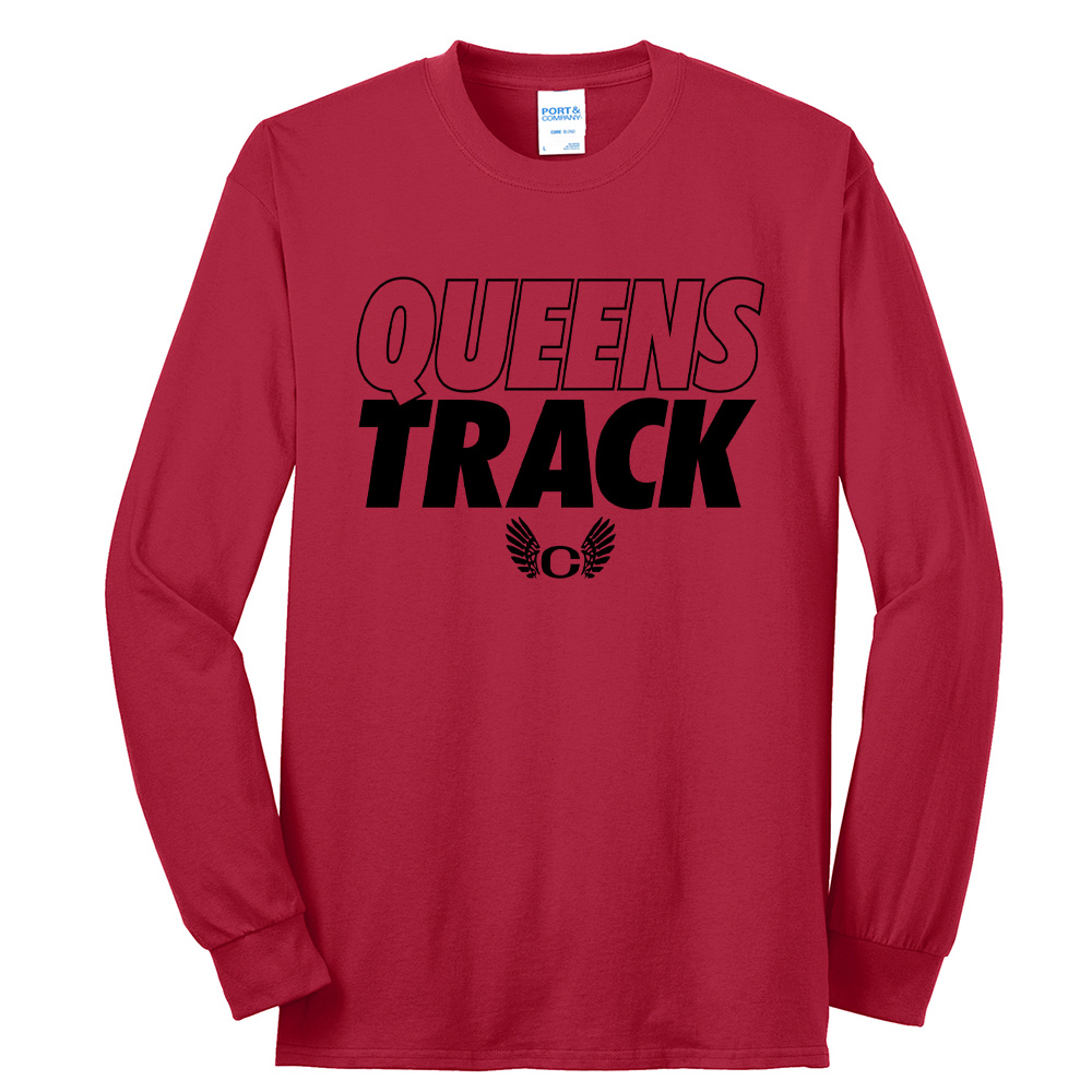 Clinton MS Track Field Unisex Cotton Long Sleeve Tee-Red