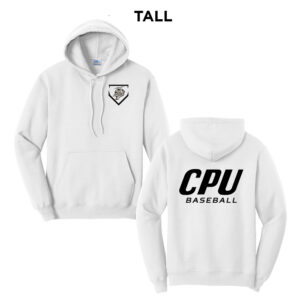 CPU Baseball Tall Fleece Hooded Sweatshirt-White