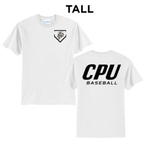 CPU Baseball Tall Short Sleeve Tee-White