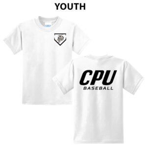 CPU Baseball Youth Short Sleeve Tee-White