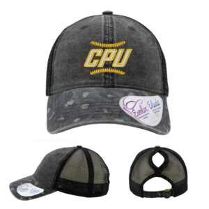 CPU Baseball Infinity Her Women’s Printed Visor with Mesh Back Cap-Black/Black Leopard