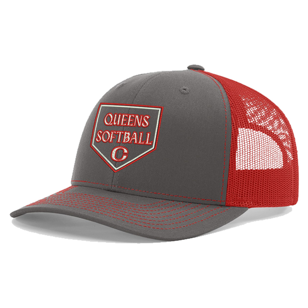 Queens Softball Richardson Pro Crown Mesh Back Adjustable back cap Split-Charcoal/Red