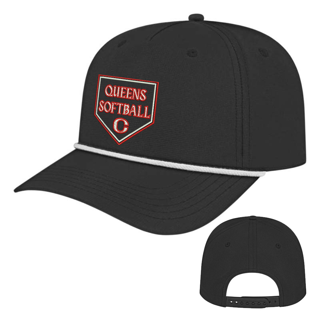 Queens Softball Cap America Athletic Rope Cap-Black/White