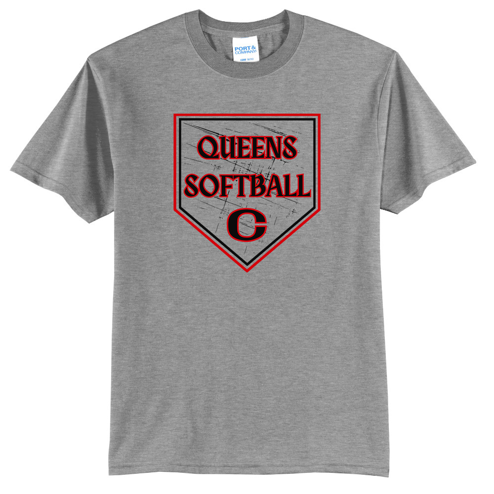 Queens Softball Unisex Short Sleeve Tee-Athletic Heather