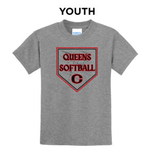 Queens Softball Youth Short Sleeve Tee-Athletic Heather