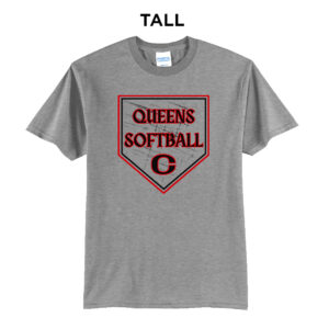 Queens Softball Tall Short Sleeve Tee-Athletic Heather