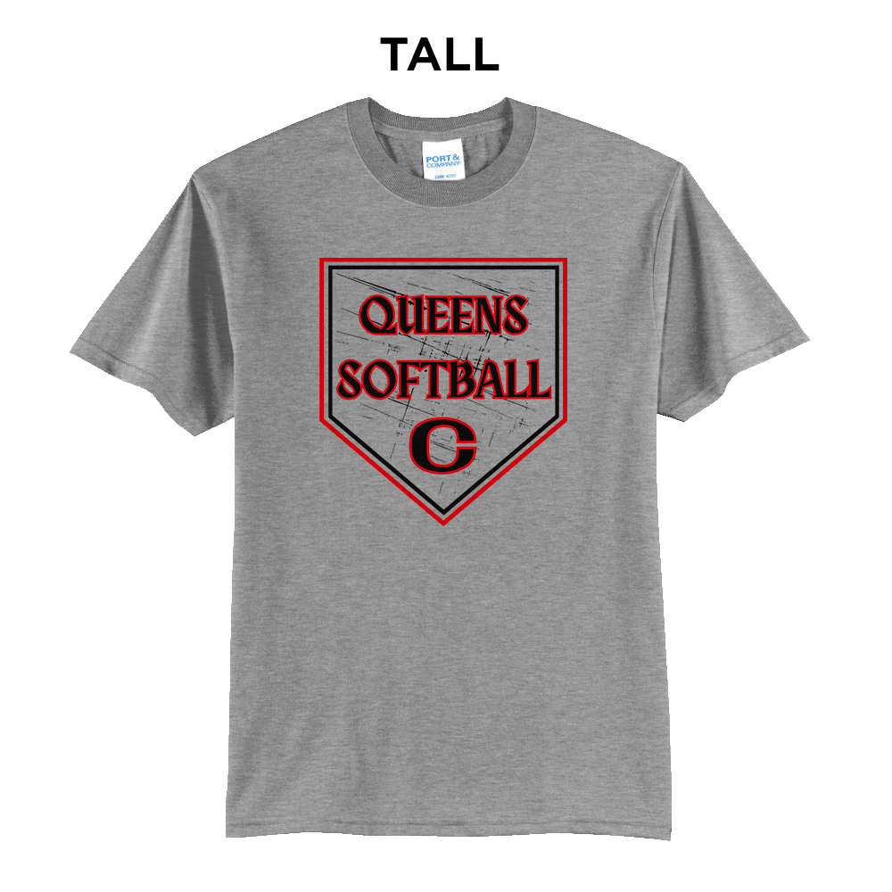 Queens Softball Tall Short Sleeve Tee-Athletic Heather