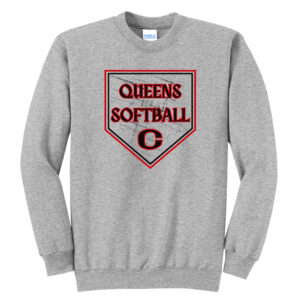 Queens Softball Unisex Fleece Crewneck Sweatshirt-Athletic Heather