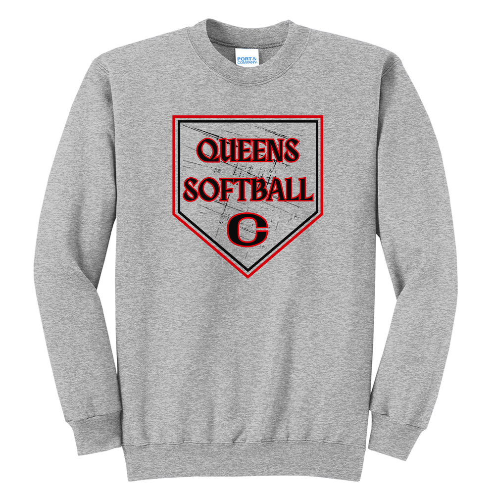 Queens Softball Unisex Fleece Crewneck Sweatshirt-Athletic Heather