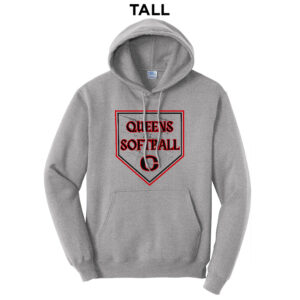 Queens Softball Tall Fleece Hooded Sweatshirt-Athletic Heather