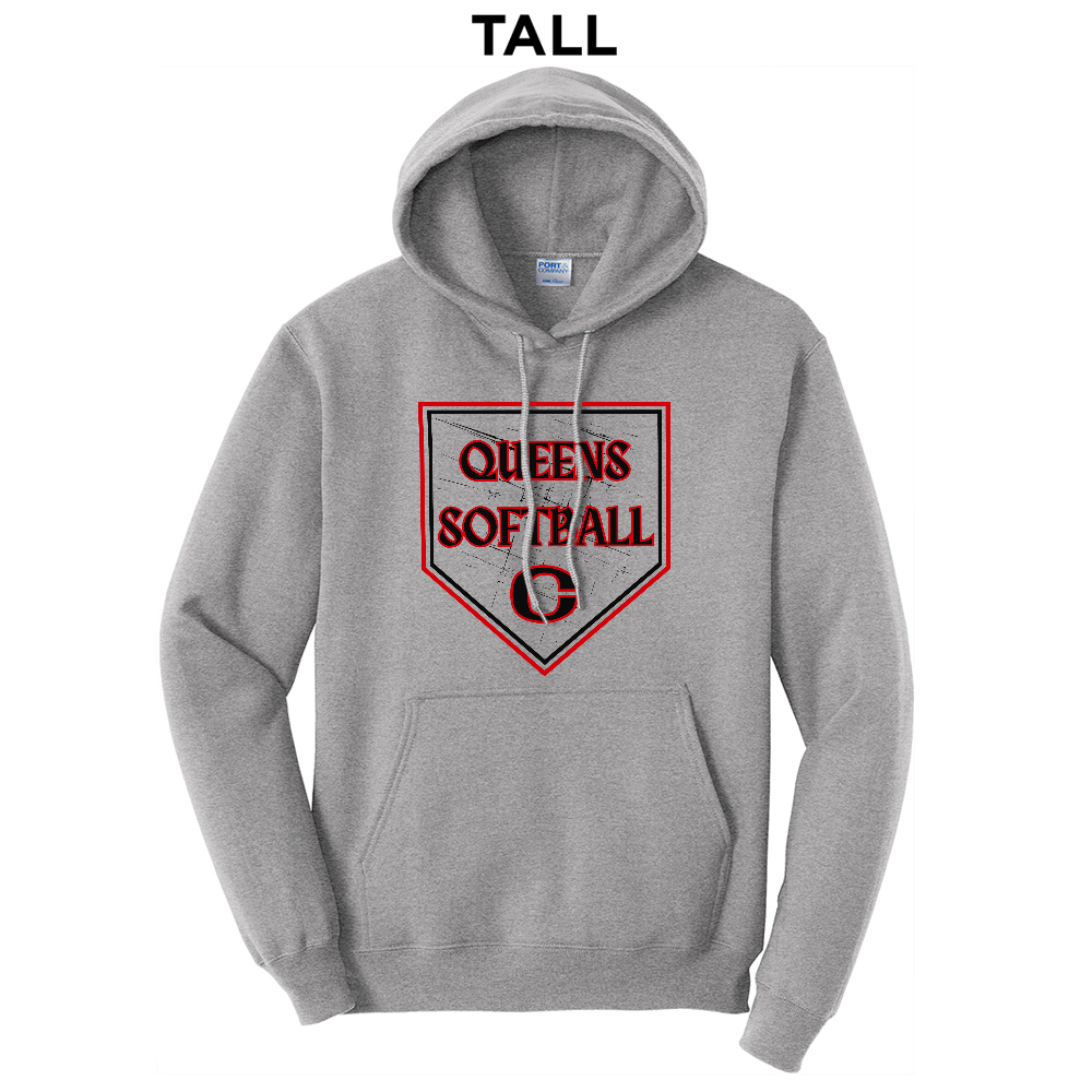 Queens Softball Tall Fleece Hooded Sweatshirt-Athletic Heather
