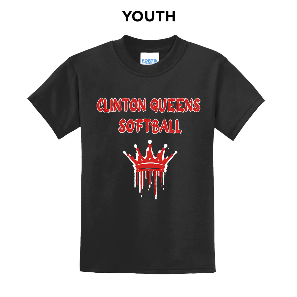 Queens Softball Youth Short Sleeve Tee-Black