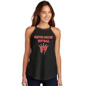 Queens Softball District Made Ladies Perfect Tri Rocker Tank-Black