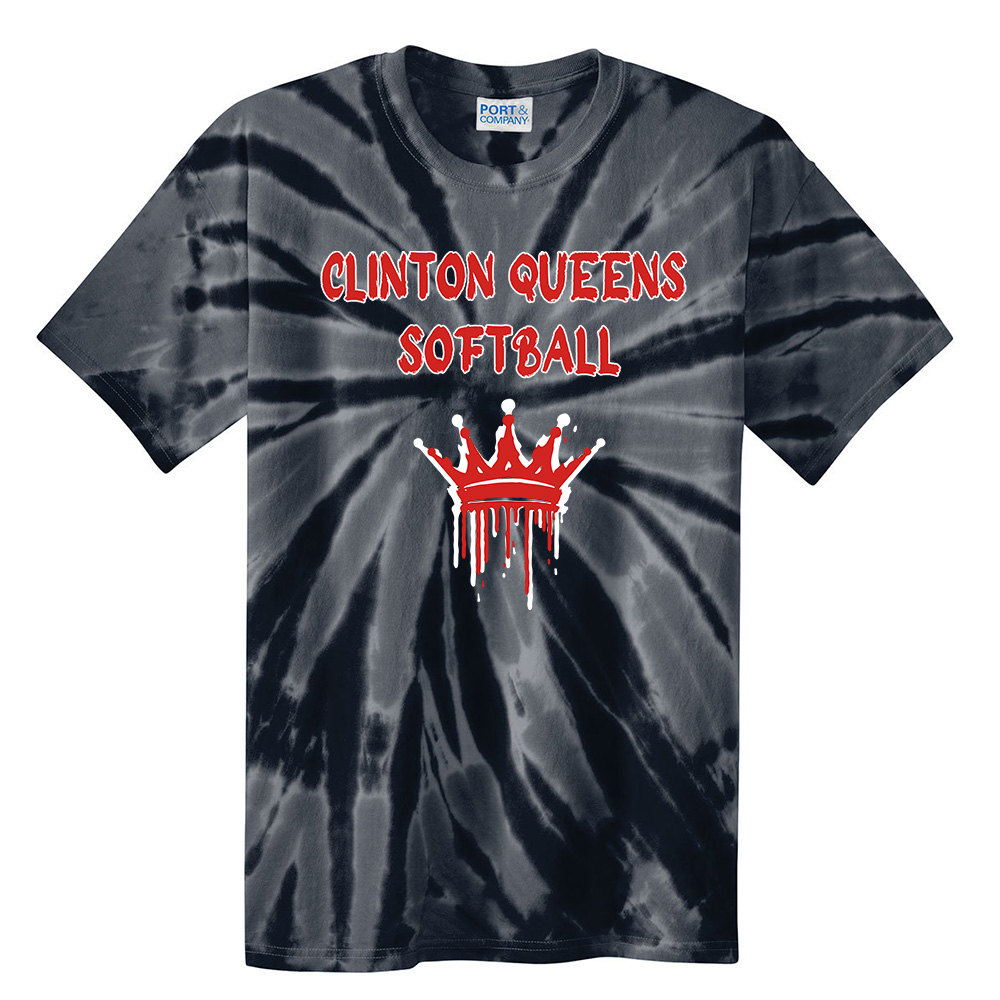 Queens Softball Unisex Essential Tie-Dye Tee-Black