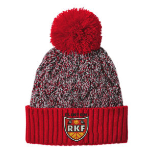 River King Soccer New Era Marled Knit Pom Beanie-Scarlet/Black /White