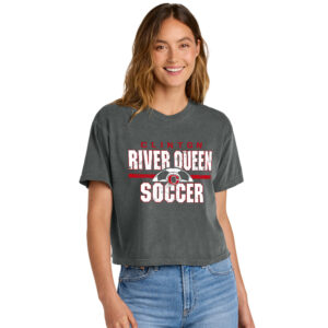 River Queen Soccer Comfort Colors Women’s Heaveweight Boxy Fit Slightly Cropped T-Shirt-Pepper