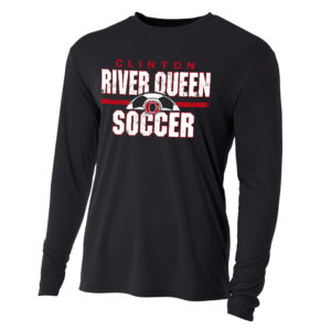 River Queen Soccer Men Adult Cooling Performance long sleeve Crew Tee -Black TEAM WARM UP