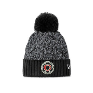 River Queen Soccer New Era Marled Knit Pom Beanie-Black Graphite White