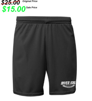 Clinton BB Player Gear A4 7″ Flatback Mesh shorts  with side pockets Adult-Black