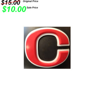Clinton BB Player Gear Clinton River King Baseball  “C” 3D   Helmet Decal  Red /White