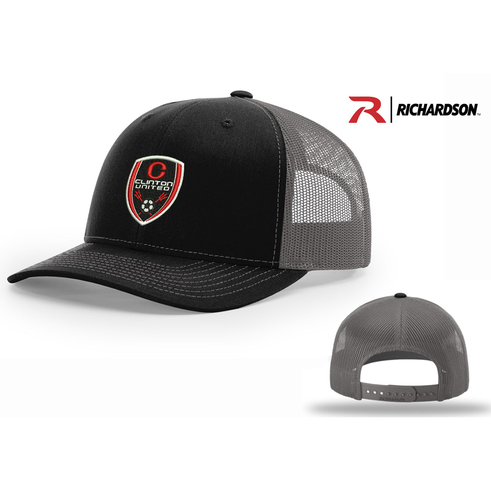Clinton United Soccer Richardson Pro Mesh Adjustable Trucker Cap Split-Black/Charcoal