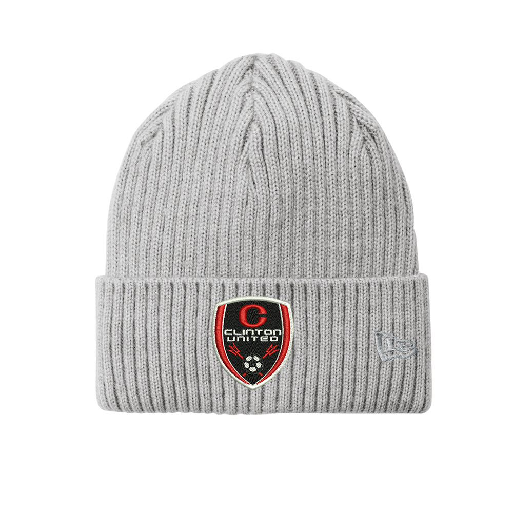Clinton United Soccer New Era Core Classic thick rib knit Cuff Beanie stocking cap-Heather Grey