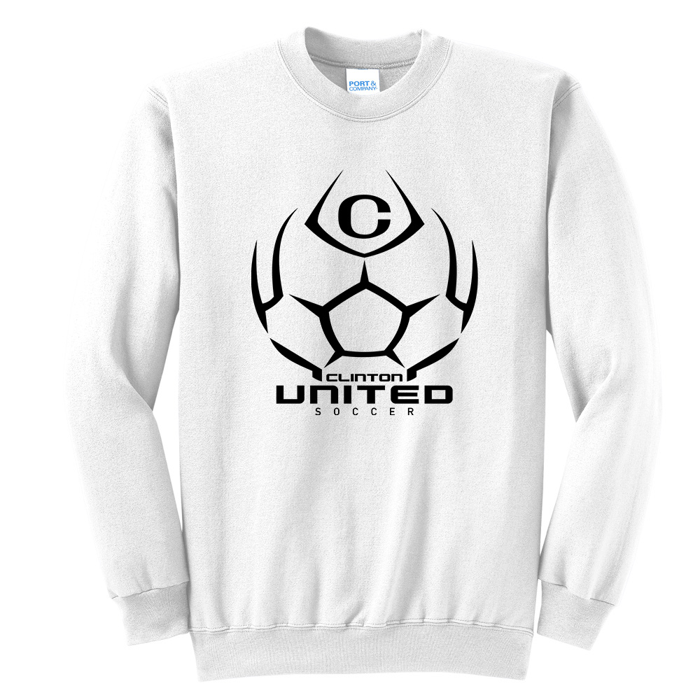 Clinton United Soccer Unisex Fleece Crewneck Sweatshirt-White