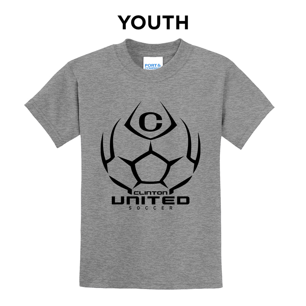 Clinton United Soccer Youth Short Sleeve Tee-Athletic Heather