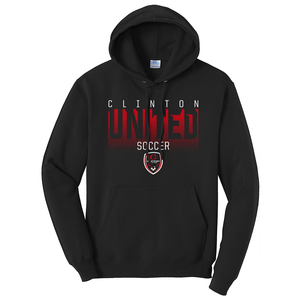 Clinton United Soccer Unisex Fleece Hooded Sweatshirt-Black
