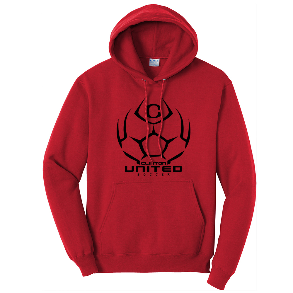 Clinton United Soccer Unisex Fleece Hooded Sweatshirt-Red
