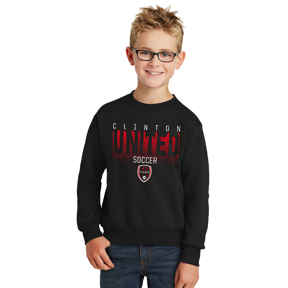 Clinton United Soccer Youth Fleece Crewneck Sweatshirt-Black