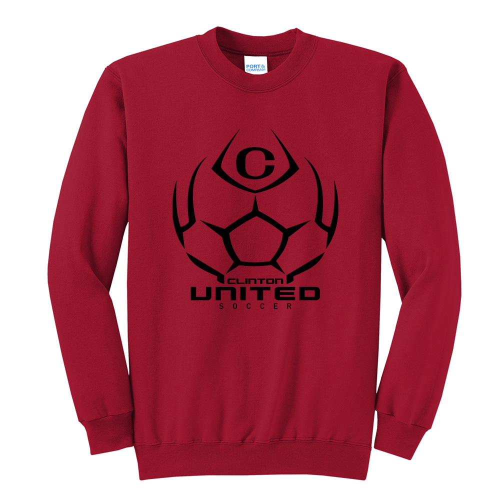 Clinton United Soccer Unisex Fleece Crewneck Sweatshirt-Red