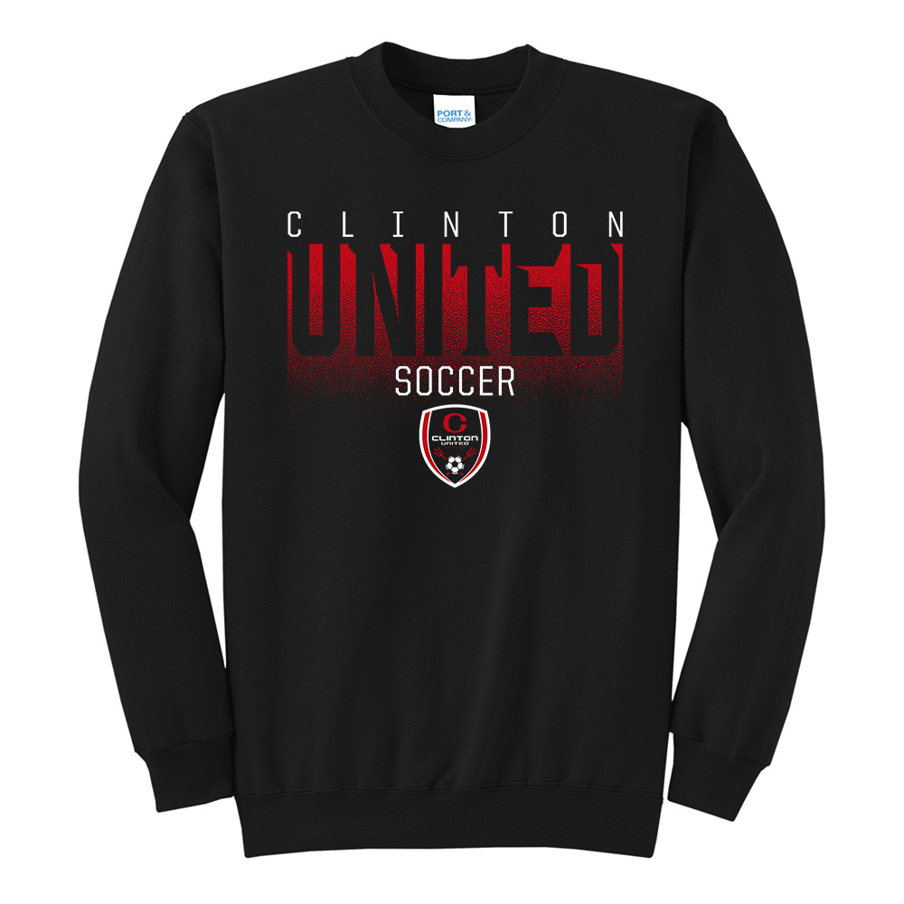 Clinton United Soccer Unisex Fleece Crewneck Sweatshirt-Black