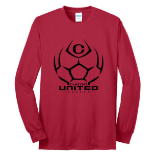 Clinton United Soccer Unisex Cotton Long Sleeve Tee-Red